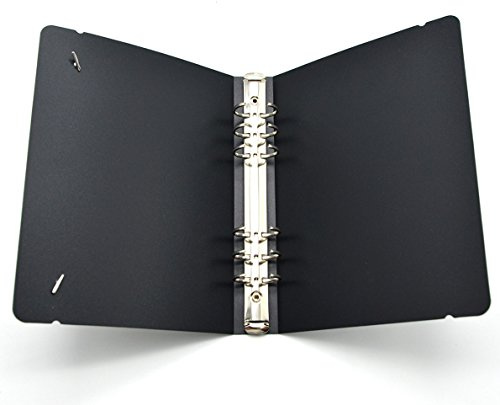 Freude A5 6-Holes Round Ring View Binders Black Plastic Cover, Refillable Notebook Journal Binder File Folder, Loose Leaf Sheet Protectors/DIY Scrapbooking/Binder Cover Protector