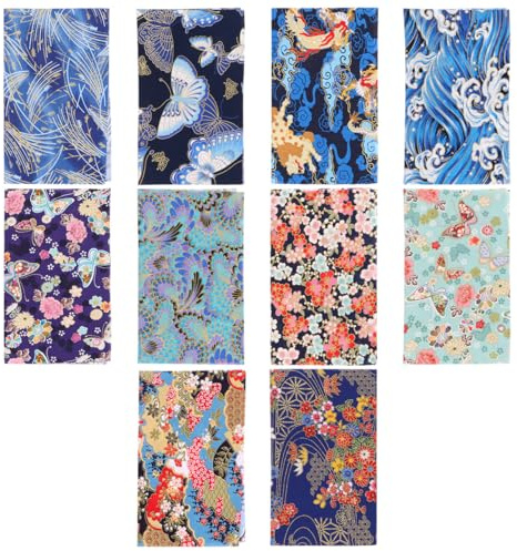 HEALLILY Cotton Craft Fabric Bundle Japanese Style Patchwork Quilting Sewing Patchwork Different Pattern DIY Scrapbooking Artcraft for Handwork 10PCS