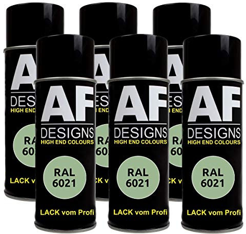 Alex Flittner Designs 6X Ral Pintura en Espray Pintura Coche Laca Colorida Lata de Aerosol RAL6021 Blassgruen Mate
