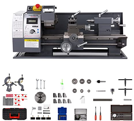 CREWORKS Mini Metal Lathe 8×16 1100W 1.5HP Metal Gear Brushless 2250RPM 2 Chucks