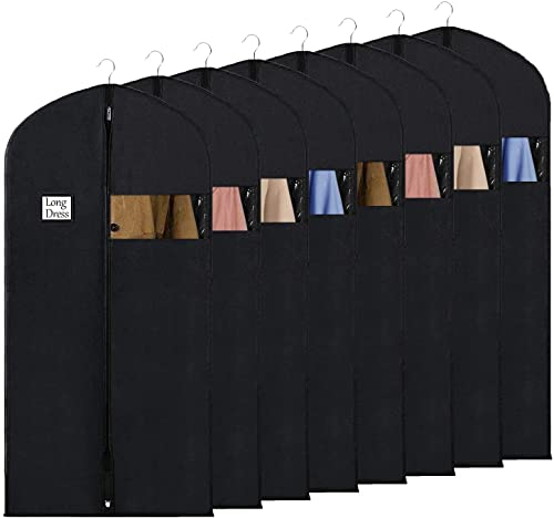 Syeeiex Kleidersack für die Aufbewahrung, 60x152 cm Atmungsaktiver Stoff, Kleidersäcke Lang für den Kleider Mäntel Abendkleider, 8 Stück