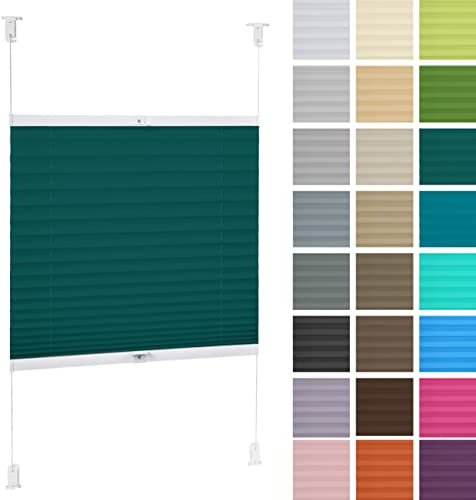 DECOOR Store Plissé 40x150cm Marine Occultants sans Perçage Facile À Installer Store Enrouleur pour Les Fenêtres et Les Portes Intimité et Protection Contre Le Soleil Ouverture à Double Sens