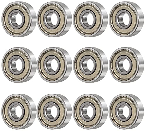 Kugellager, 12 Stück 608 ZZ Kugellager, Double Shielded Miniatur Rillenkugellager, für Skateboards, Roller, Inline Skates