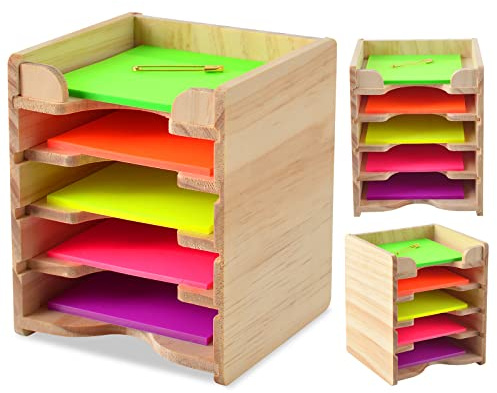 Sticky Note Holder Sticky Note Organizer 3”x3” Wood Sticky Notes Holder Desktop Non Sticky Notes Sticky Notepad Organizer for Office Home School Desk Accessories Stationery Supplies Organizers
