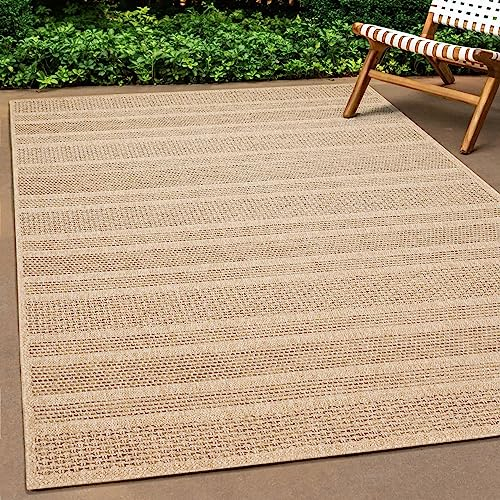 Teppich-Traum Außenteppich Outdoorteppich groß Jute-Look robust modern wetterfest Balkon Terrasse Garten 200x290 cm