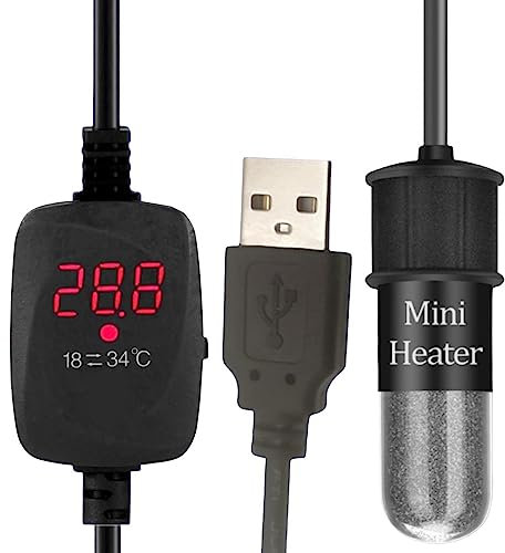 predolo Aquarium-Heizung, intelligenter Thermostat, Kleiner 10-W-Heizstab für Reptilien, Aquarien, Terrarien, Aquarien, Haustier-Trinkwasserbrunnen, Celsius, mit Stromausfall