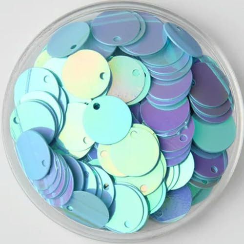 KEMTAT Pailletten, 10 mm, 15 mm, 20 mm, 25 mm, 30 mm, PVC, flach, rund, lose Pailletten, Pailletten, Nähen, Hochzeit, Bastelzubehör, mit 1 Seitenloch, 10 g