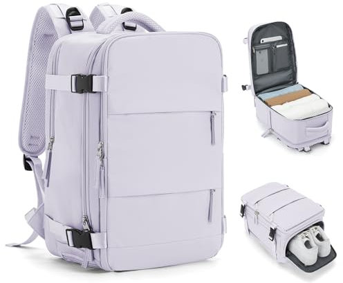 HPLQQ Mochila Viaje Cabina Avion 40x20x25 para Ryanair Mochilas para Mujer Bolsa de Cabina Equipaje de Mano Cabina Avion Mochila de Senderismo Mochila Impermeable Cabina Mochila,C9-púrpura