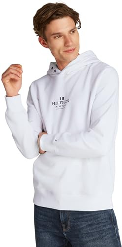 Tommy Hilfiger Sweat à Capuche Homme avec Capuche, Blanc (White), S