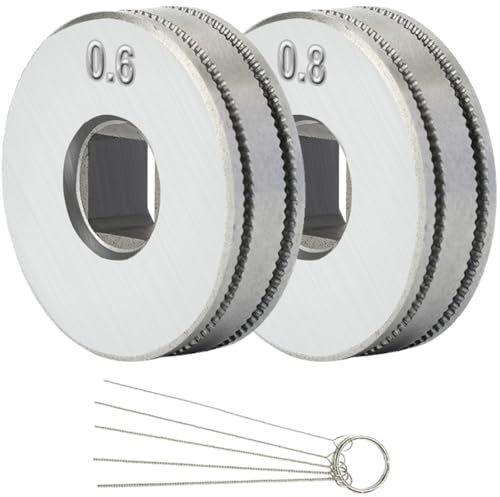 EATBALE MIG Wire Feed Roller Drive Wheels for SSJ16 Wire Feeder MAG MIG Welders Guide Equipment Parts Knurled Groove 25mm Diameter Parts 1 x 0.6mm Roll Wheel, 1 x 0.8mm Roll Wheel (2 Pcs)