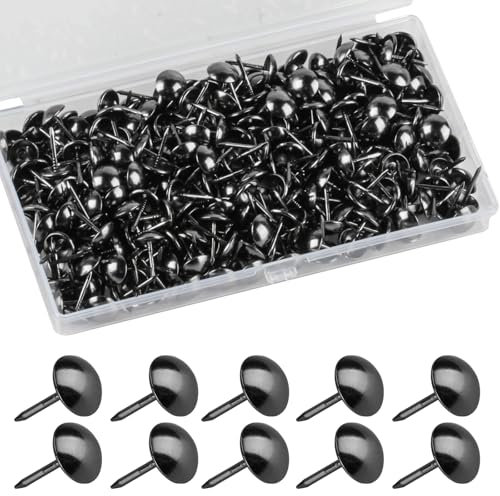 320 Stück Polsternägel, Polster Reißzwecken, Möbel Nägel Vintage für Sessel, Möbel, Bett, Dekor Nägel - 11x17 mm (Schwarz)