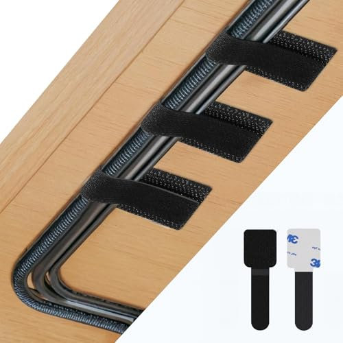 Abnii 50 Stück Kabelmanagement Schreibtisch, Kabelbinder Selbstklebend Klettband Kabel Organizer Schreibtisch Kabelhalter Kabelklemmen Kabelclips Kabelbefestigung für TV, Lichterkette, Black, Small