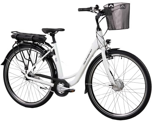 F.lli Schiano E-Moon, E Bike für die Stadt 28 Zoll, 36V 14.5Ah Abnehmbarer Akku, Motor 250W 40Nm, Shimano Nexus 7-Gang City Ebike für Herren/Damen, Weiß