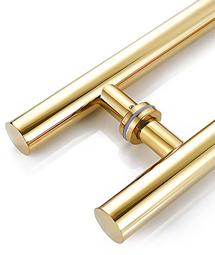 Maniglia per Porta Interna ed Esterna del fienile, Maniglie per Porte bifacciali con Barra di Spinta, Rotonde, per Porte d'ingresso Interne ed Esterne, Maniglie in Vetro Spazzolato con Viti
