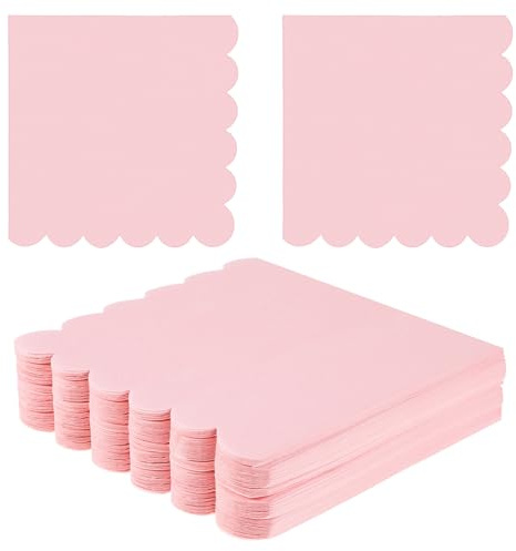 ZEYIYER 50 stycken ljusrosa servetter 3 lager, 12,7 x 12,7 cm engångsvikta rosa cocktailservetter, vågiga partyservetter för middag bröllop födelsedag dessert