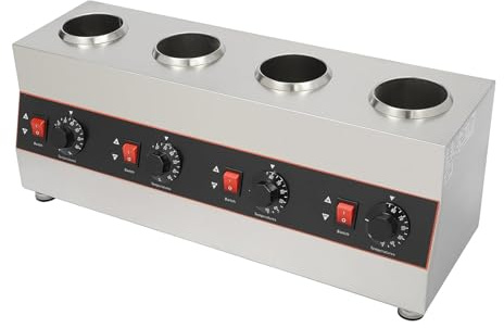Dispensador de salsas y botellas, calentador eléctrico de 2.6 L for salsa de chocolate caliente, 640 W, 4 rejillas, dispensador de condimentos de acero inoxidable (30-84 °C)