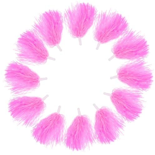 Milisten Pompon Rosa per Cheerleading, 12 Pezzi Manico Ergonomico in Plastica, Accessori per Feste e Premiazioni Sportive