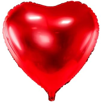 PartyDeco - Globo Mylar Foil con Forma de corazón Rojo Metalizado, 45 cm de diámetro