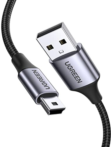 UGREEN Mini USB Cable Braided USB 2.0 to Mini B Cable Data Transfer & Charge Compatible with Blue Yeti, Sat Nav, Dash Cam, Hero 2/3 / 4, DAC, PS3 Controller, MP3/4 Player, PDA, Camera, Scanner (3M)