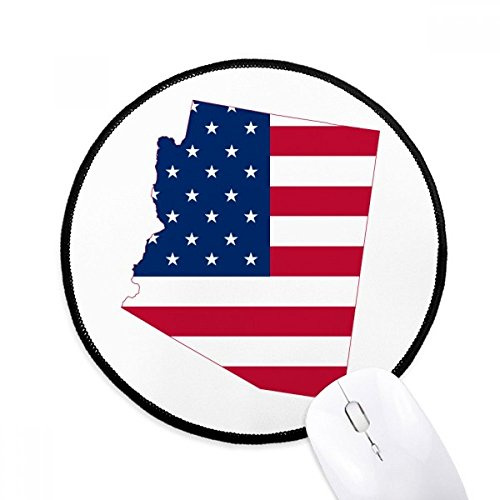 Arizona USA Map Stars Stripes Flag Shape Mouse Pad Desktop Office Round Mat for Computer