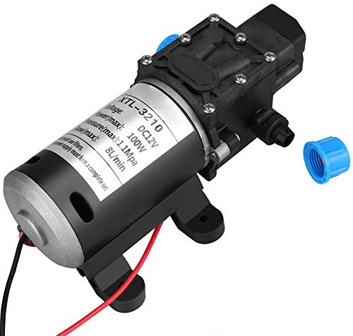 Vattenpump 12V DC 100W, Högtryck Membran Självflödande Pump, 8 L/min 160 Psi för Tvätt