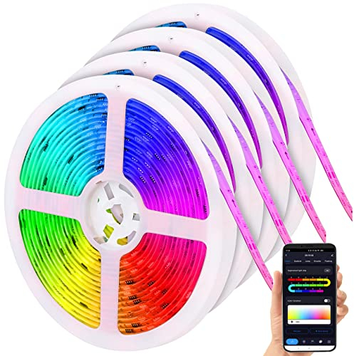 Luminea Home Control RGBIC-LED-Strips Alexa: 4er-Set WLAN-RGBIC-LED-Lichtstreifen, App, Sprach- & Soundsteuerung,5m (Stripe WiFi Alexa, Strips mit steuern, Lichtschlauch)