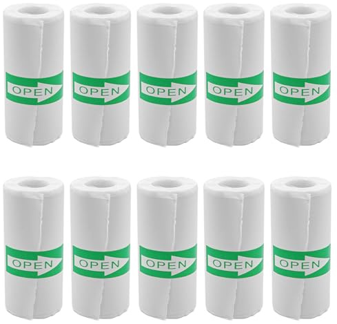 Namvo 10 rullar vitt termopapper självhäftande termoskrivare pappersrullar Mini fotoskrivaretiketter (57 x 25 mm)