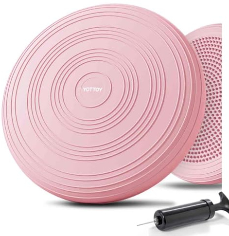 YOTTOY Wobble Cushion - Engage Core Stability with our Extra Thick Premium Balance Disc for Adult Balance and Sensory Wiggle Seat (Pink)