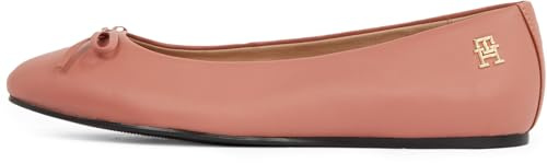 Tommy Hilfiger Bailarinas Mujer Flat Bow de Piel, Rosa (Mineralize), 41