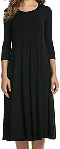 Shop Nova® Womens Ladies Plain Jersey Swing Dress Casual Long Sleeve MIDI Dresses Skater (Black, 24)