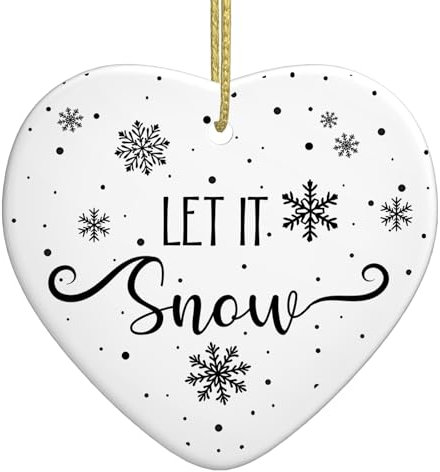 Let It Snow Ornament, 7,6 cm Keramik-Weihnachtsschmuck, Let It Snow Dekor, lustige Weihnachtsschmuck für Familie und Freunde