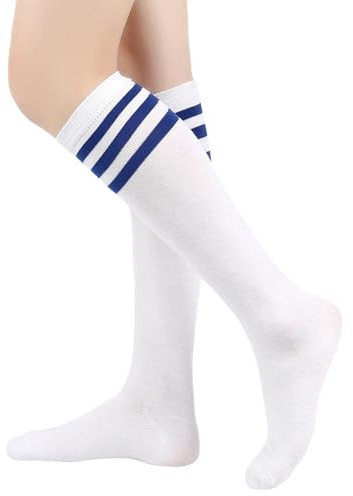 AWAVM Chaussettes Hautes à Genoux, Mi-Mollet et Rayés à Tube Long - Lot de 3
