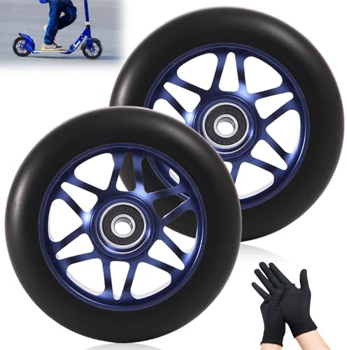 2 ruedas de repuesto para patinete de 100 mm, ruedas de repuesto 88 A con rodamientos ABEC-9, llantas de aleación de aluminio, accesorios compatibles con la mayoría de scooters y kickscooters