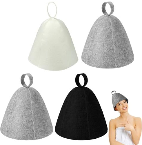 Sauna Hat 4 PCS, Sauna Hat for Men, Sauna Hats Breathable and Moisture Proof, Perfect for Home Saunas and Baths, Enjoy Soothing Heat Therapy Comfortably, Ideal for Sauna, Grey, White, Black