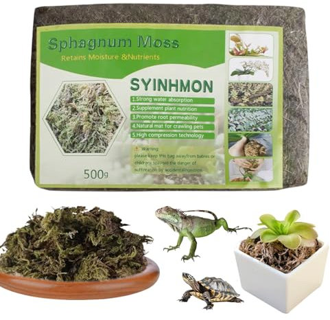 JurciCat 500g Sfagno per Piante Muschio di Sfagno Naturale Compresso per Le Piante del Vaso Dell'orchidea Che Coltivano La Pianta del Fiore Domestico