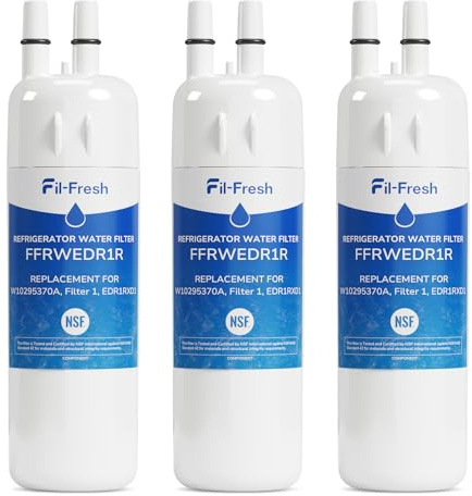 Fil-Fresh EDR1RXD1 Refrigerator Water Filter Replacement for EveryDrop® Filter 1, Whirlpool® W10295370A, WHR1RXD1, KAD1RXD1, P4RFWB, P8RFWB2L, Kenmore® 46-9081, 46-9930, Fridge Water Filter, 3 Packs