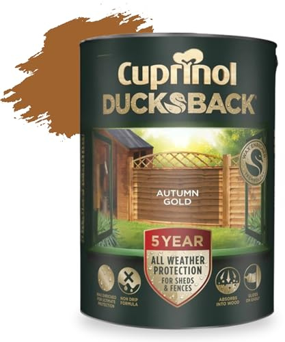 AOC24 5L Ducksback Paint - Garden Wood Treatment for Sheds, Fences & Furniture - Quick Dry Exterior Paint - Weatherproof Protection - Non-Drip, Low VOC - 10m²/L Coverage (Autumn Gold, 5L)