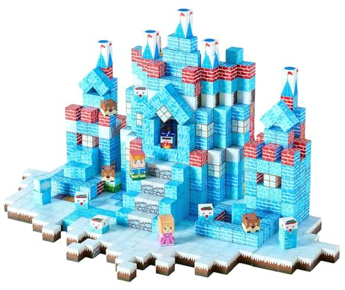 VEVOR Bloques Magnéticos, Juego de 150 Piezas de Castillo Glaciar Cubos de Construcción Magnéticos, Juguetes Sensoriales Stem Montessori de Construcción Apilable para Niños de 3 Años o Más