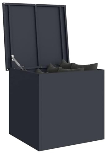 vidaXL Scatola di Stoccaggio Esterno Antracite 55 x 50,5 x 50 cm, Cassa da Giardino, armadietto Rettangolare, Mobile Resistente al Tempo, organizzatore in Acciaio, Soluzione duratura