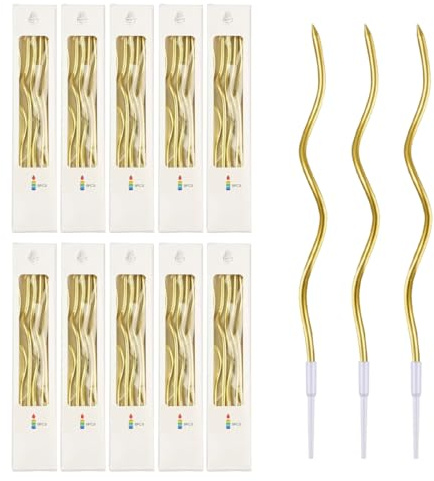 YOFDAL 60 Pezzi Candeline compleanno particolari, Candela sottile a forma di spirale, Candeline lunghe compleanno sottili, Oro