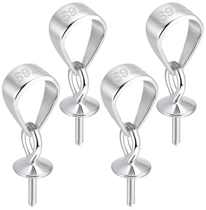 4 Piezas Colgante Conector Enganche, Mcierres Deslizantes de Plata de Ley 925 para Joyas, Clip de Cierre de Colgante, Adecuado para Collares, Colgantes, Perlas y Piedras Preciosas (C 4 Piezas) (C-4)