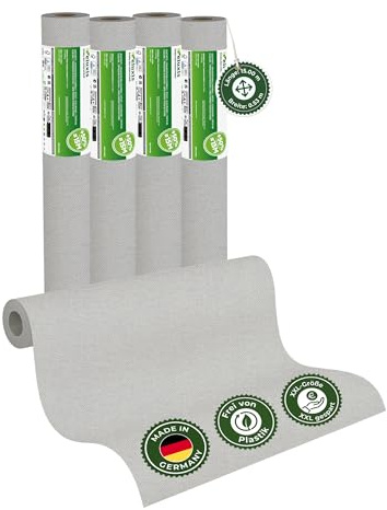 Veluxis Vliestapete Vliestapete farbig – UNI Tapete einfarbig Nebelgrau 4er Set, 4 x 15,00 m x 0,53 m, matt, waschbeständig, stoßfest, Made in Germany
