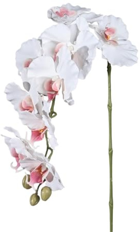 DUNSBY konstgjord orkidé konstgjord phalaenopsis orkidé | 38,6 tum 9 huvuden för hem bröllop bukett Ins foto vägg fönster display (vit röd)