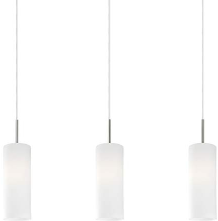 Eglo Lampe Suspension Troy 3 à 3 Lampes en Acier et Verre Pour 3 Ampoules E27 Max 60 W Non Incluses Nickel Mat/Blanc Satiné 72 X 10,5 X 110 cm
