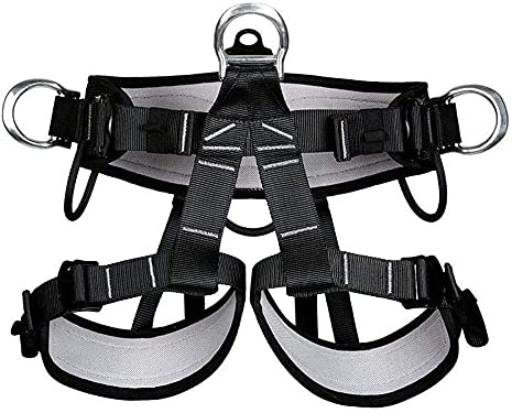 HandAcc Climbing belts, Thicken Professional Safety Belt with Magnesium Alloy Connection Ring, Outdoor Momentum Belt for Rock Climbing, Fire Rescue, Rappelling