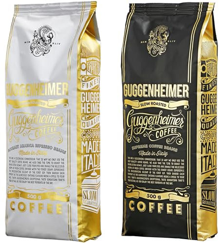 GUGGENHEIMER COFFEE | Kaffeebohnen Probierpaket 1 kg | Supreme 500g & Gourmet Arabica 500g | wenig Säure | Feinste Crema | Bester Espresso für Vollautomaten | Kaffee Probierset