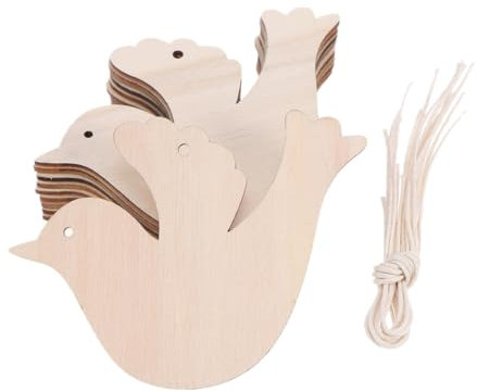BESPORTBLE 10PCS 10Pcs Hanging Pendant Bird Wooden DIY Craft Ornaments for Christmas Tree Decoration