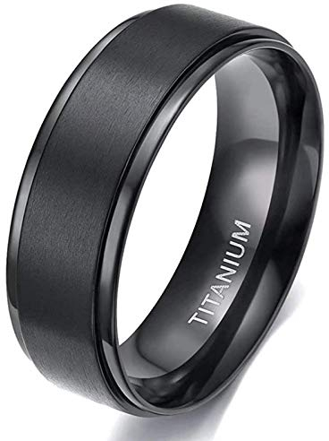 Zakk Ring Herren Damen Titan Verlobungsringe Eheringe Trauringe Schwarz Gebürstet 4mm 6mm 8mm(Schwarz-8mm, 75 (23.9))