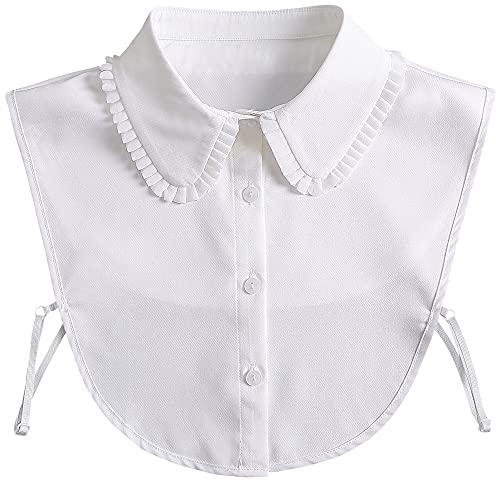 LoudSung Abnehmbare halbe Hemdbluse Falscher Kragen Faltdesign für Frauen Mädchen