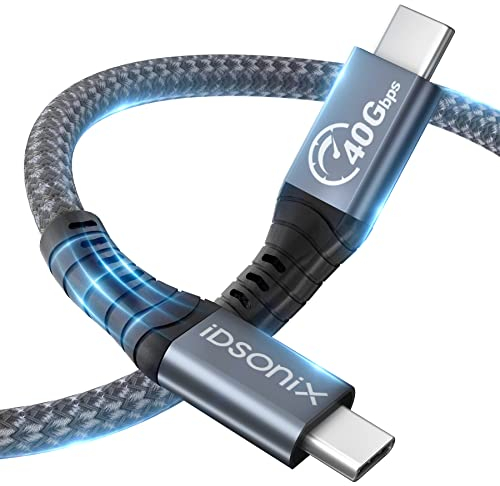 iDsonix Câble Thunderbolt 4, Compatible avec Câble Thunderbolt 3/USB 4 40 Gbit/s, Affichage Simple 8K ou double 4K, câble de type C avec charge 100 W, pour MacBooks, hub USB C, SSD